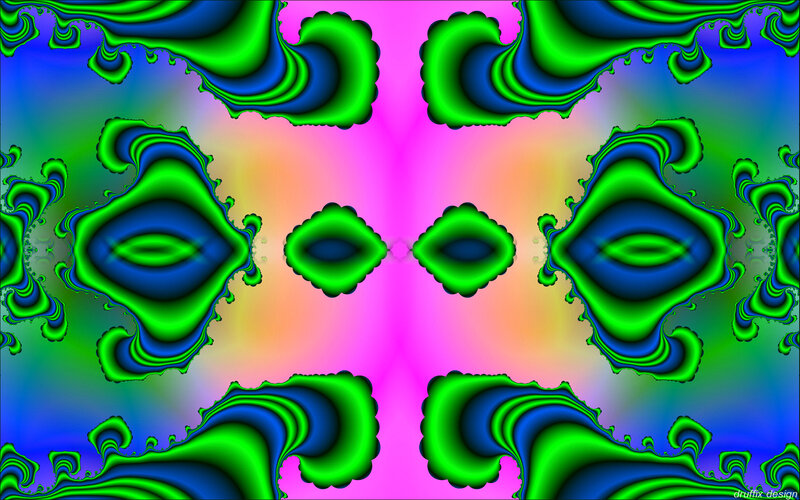 Symmetrical Fractal Pattern — Green, Hypnotic, Abstract, Blue