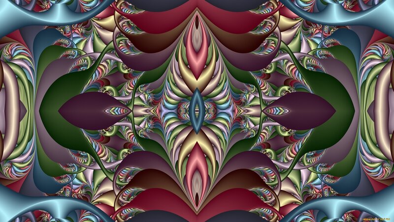 Symmetrical Fractal Pattern — Green, Hypnotic, Digital Art, Colorful