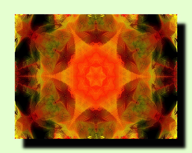 Symmetrical Fractal Pattern — Orange, Vibrant, Abstract