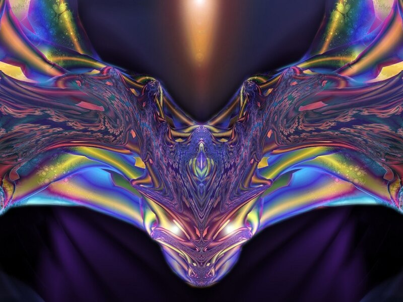 Symmetrical Fractal Pattern — Purple, Dramatic, Digital Art