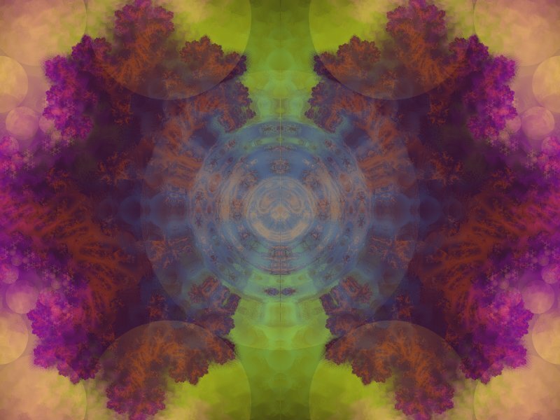 Symmetrical Fractal Pattern — Purple, Hypnotic, Abstract, Circles, Green