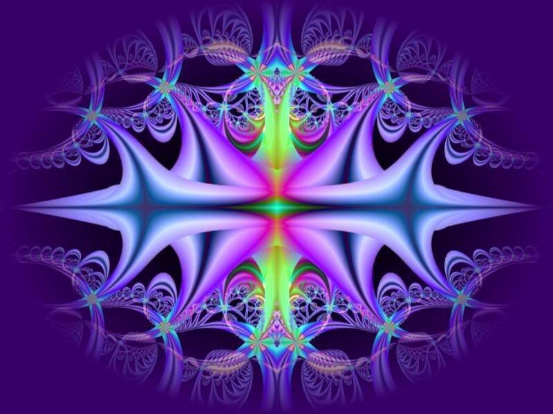 Symmetrical Fractal Pattern — Purple, Hypnotic, Abstract, Colorful, Star-like