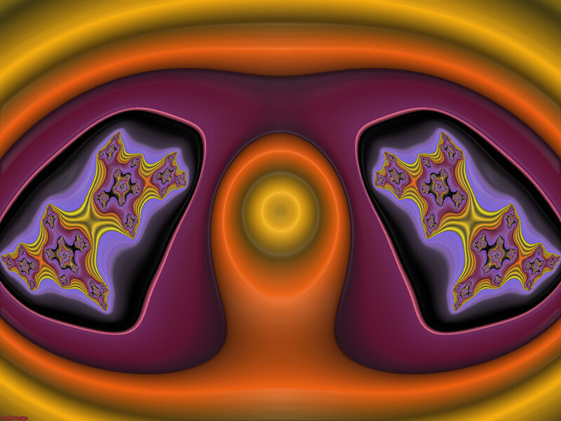Symmetrical Fractal Pattern — Purple, Hypnotic, Digital Art, Color Gradients
