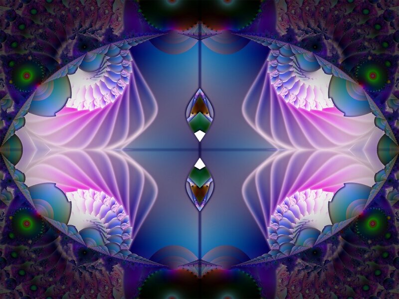 Symmetrical Fractal Pattern — Purple, Hypnotic, Digital Art, Colorful, Mirror
