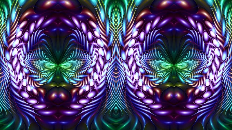 Symmetrical Fractal Pattern — Purple, Hypnotic, Digital Art, Colorful, Swirling