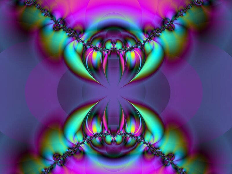 Symmetrical Fractal Pattern — Purple, Hypnotic, Digital Art, Colorful