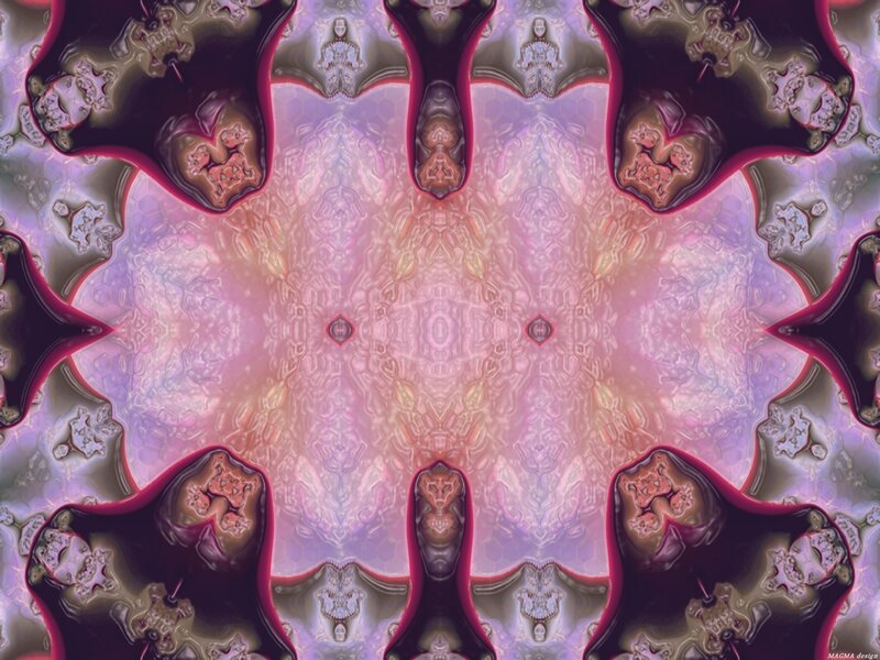 Symmetrical Fractal Pattern — Purple, Hypnotic, Digital Art, Hexagonal Shapes