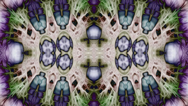 Symmetrical Fractal Pattern — Purple, Hypnotic, Digital Art, Mandala, Colorful