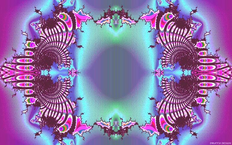 Symmetrical Fractal Pattern — Purple, Hypnotic, Digital Art, Spirals, Colorful