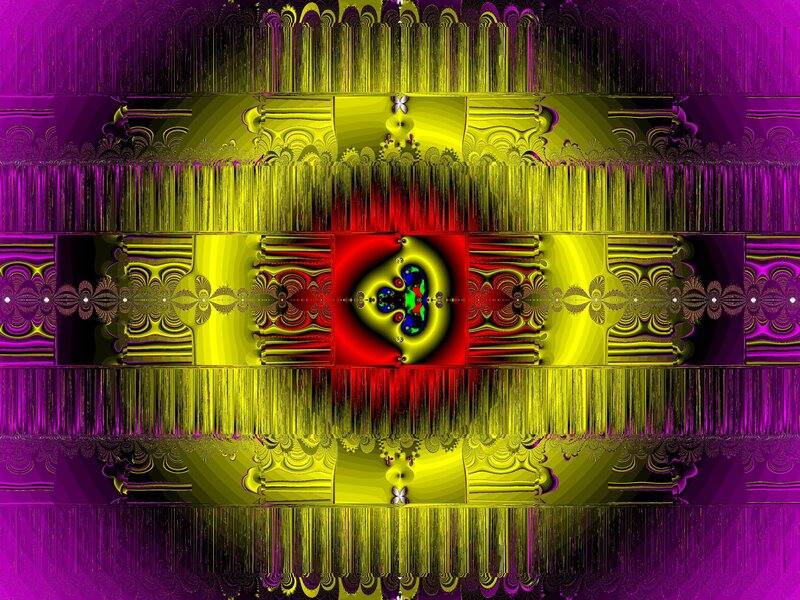 Symmetrical Fractal Pattern — Purple, Vibrant, Abstract, Colorful