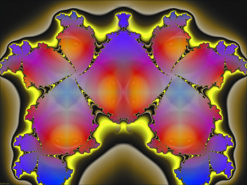Symmetrical Fractal Pattern — Purple, Vibrant, Digital Art, Colorful