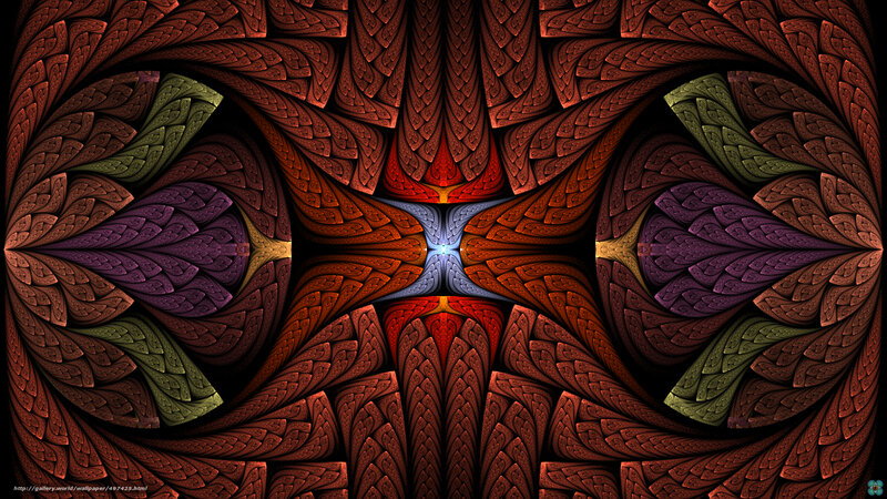 Symmetrical Fractal Pattern — Red, Complex