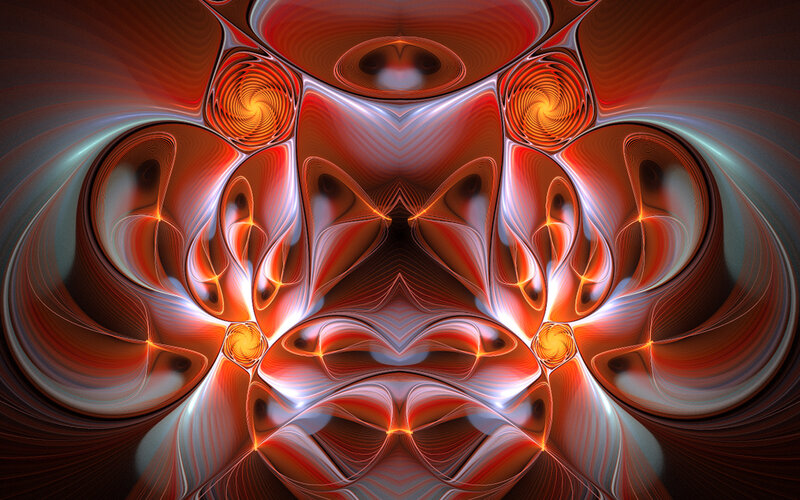 Symmetrical Fractal Pattern — Red, Dramatic, Abstract, Spirals