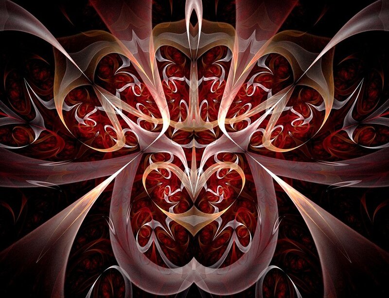 Symmetrical Fractal Pattern — Red, Dramatic, Abstract