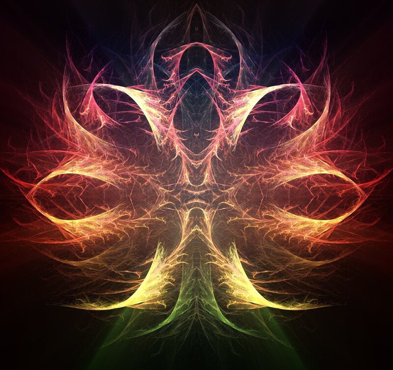 Symmetrical Fractal Pattern — Red, Dramatic, Digital Art, Fire