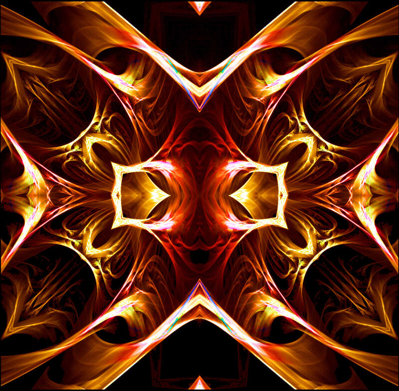 Symmetrical Fractal Pattern — Red, Dramatic, Digital Art