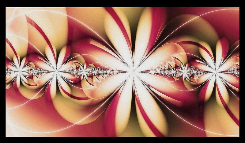 Symmetrical Fractal Pattern — Red, Dynamic, Abstract, Flowers