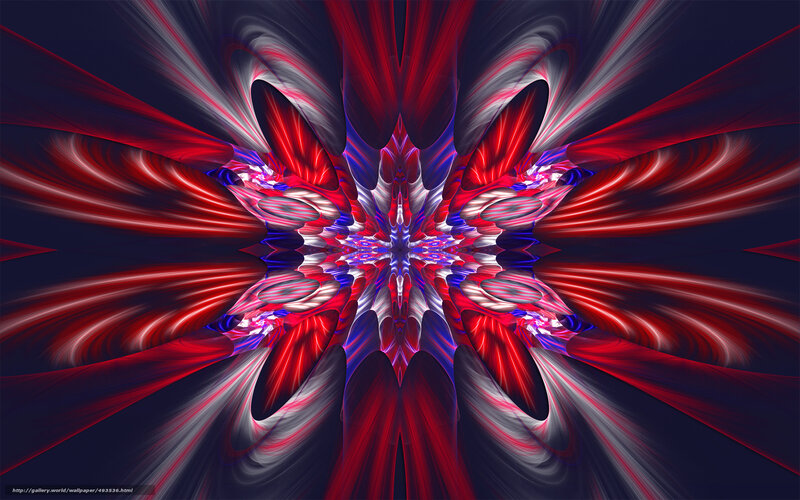 Symmetrical Fractal Pattern — Red, Dynamic, Abstract, White