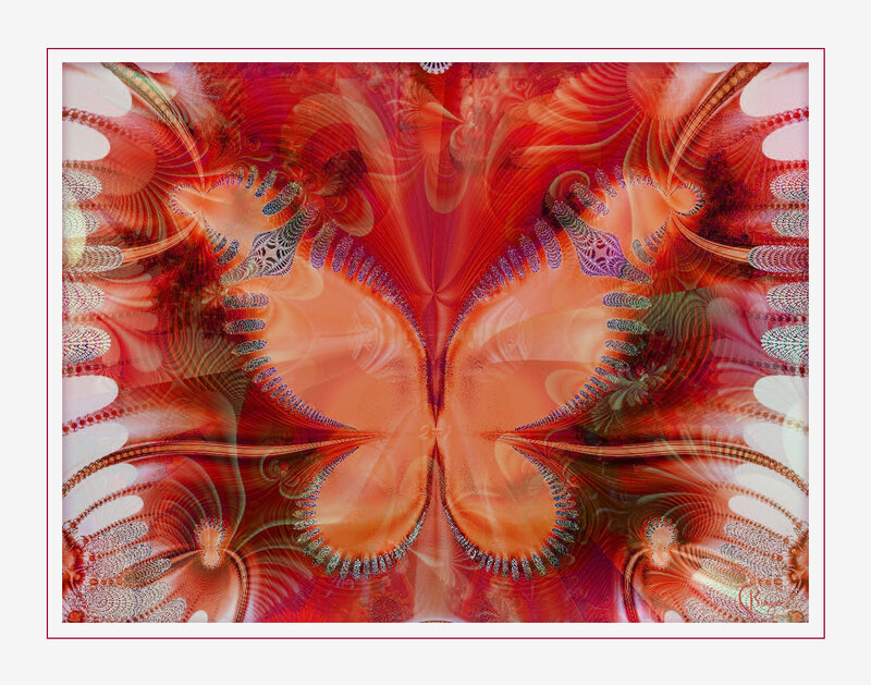 Symmetrical Fractal Pattern — Red, Hypnotic, Digital Art, Colorful