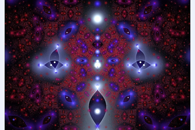 Symmetrical Fractal Pattern — Red, Hypnotic, Digital Art