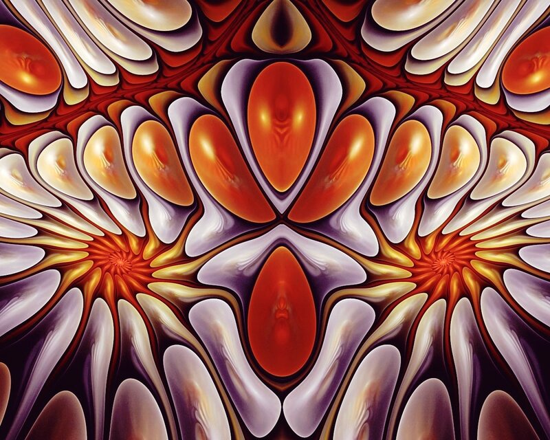 Symmetrical Fractal Pattern — Red, Hypnotic