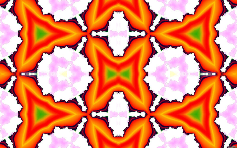 Symmetrical Fractal Pattern — Red, Vibrant, Abstract, Orange