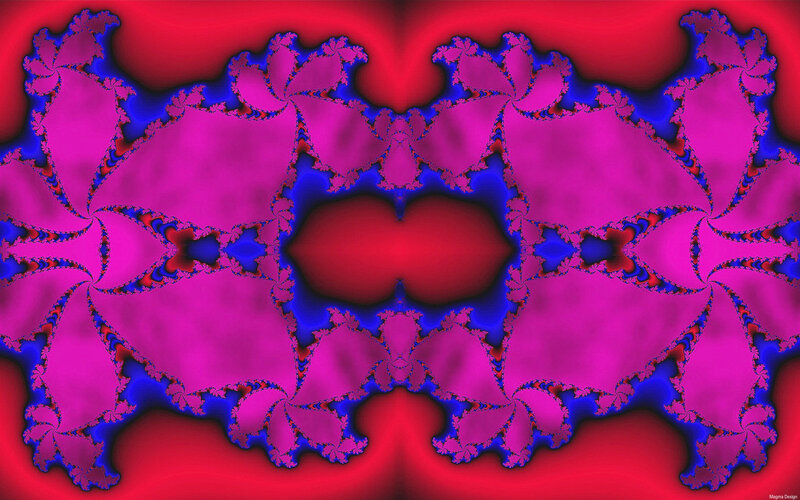 Symmetrical Fractal Pattern — Red, Vibrant, Digital Art