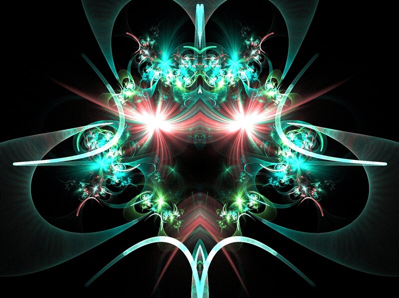 Symmetrical Fractal Pattern — Teal, Dramatic