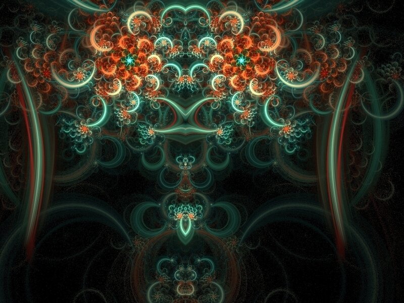 Symmetrical Fractal Pattern — Teal, Hypnotic, Digital Art, Spirals
