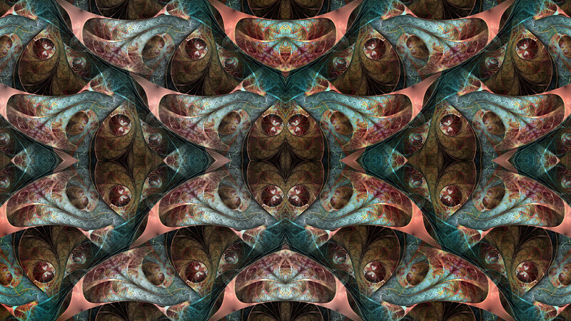 Symmetrical Fractal Pattern — Teal, Hypnotic, Digital Art