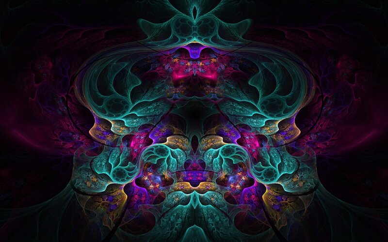 Symmetrical Fractal Pattern — Teal, Mystical
