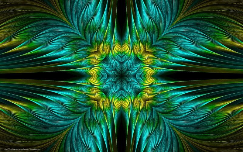 Symmetrical Fractal Pattern — Teal, Vibrant