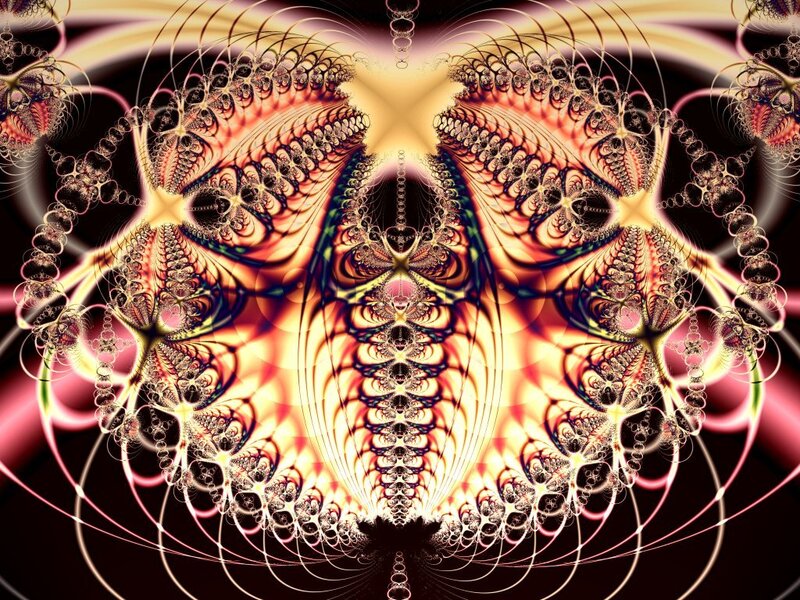 Symmetrical Fractal Pattern — Yellow, Dramatic, Digital Art