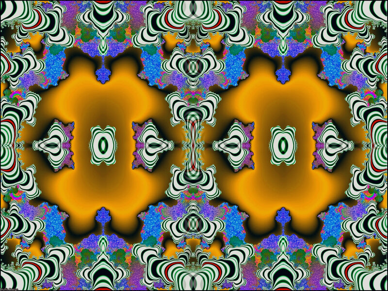 Symmetrical Fractal Pattern — Yellow, Hypnotic, Digital Art