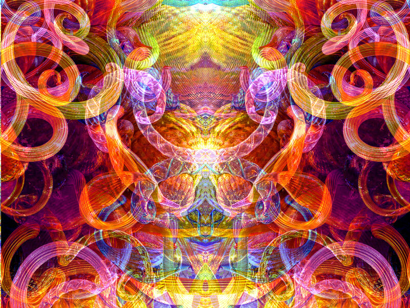 Symmetrical Fractal Pattern — Yellow, Vibrant, Abstract