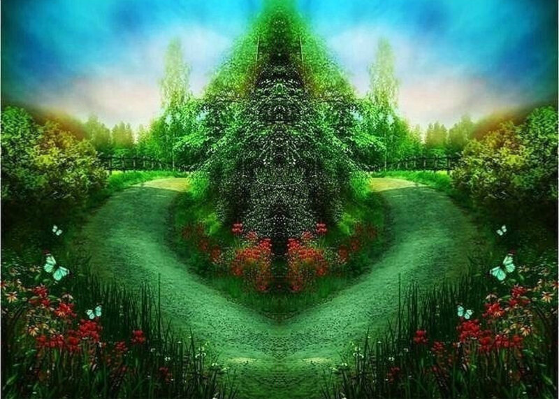 Symmetrical Garden Path — Green, Serene