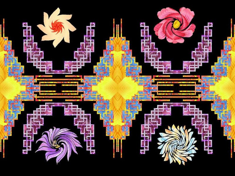 Symmetrical Geometric Pattern — Black, Vibrant