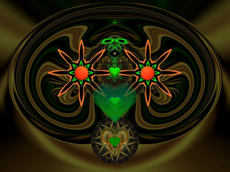 Symmetrical Green and Orange Design