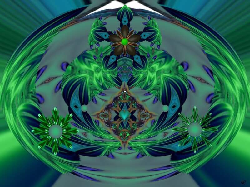 Symmetrical Green Fractal Design — Hypnotic