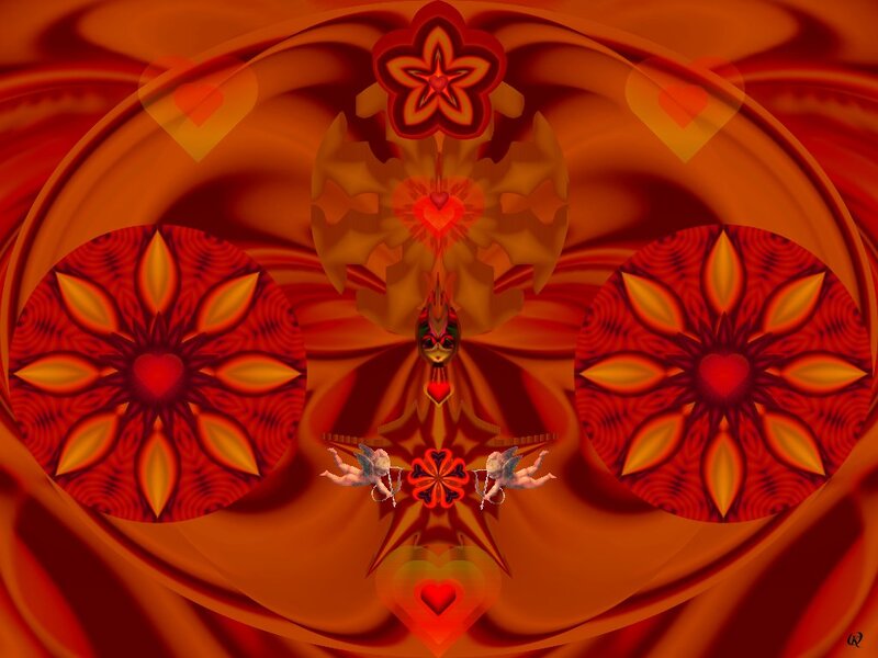 Symmetrical Heart Mandala — Red