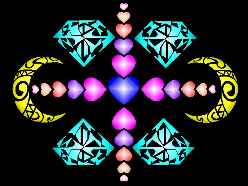 Symmetrical Heart Pattern — Cyan
