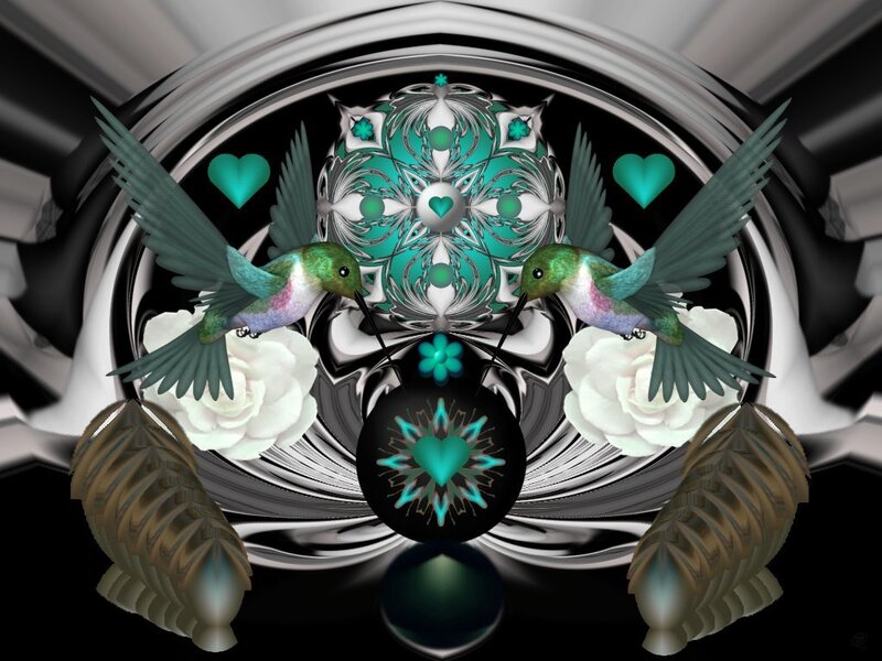 Symmetrical hummingbird mandala