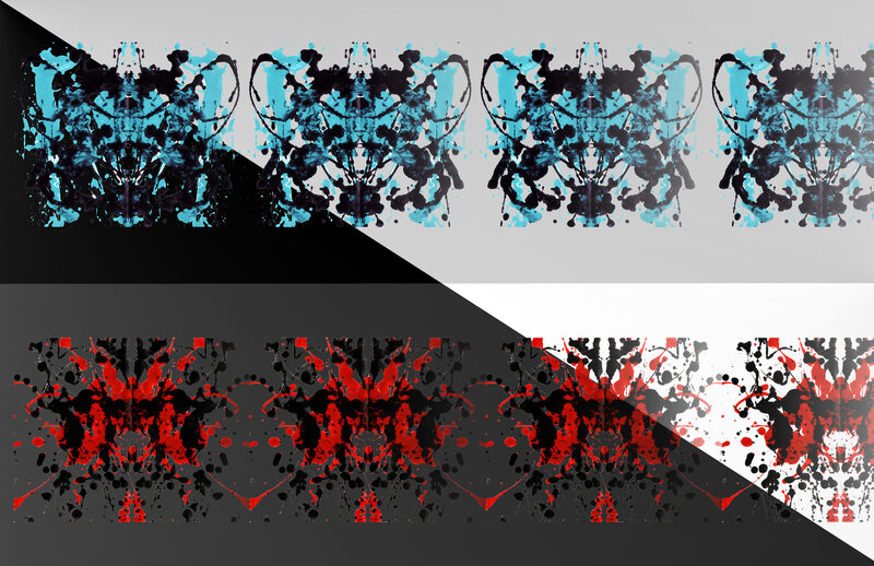 Symmetrical ink blot patterns