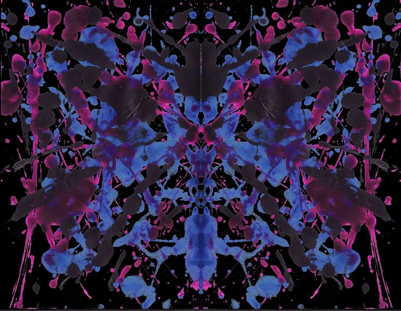 Symmetrical Ink Splatters — Blue, Chaotic, Abstract