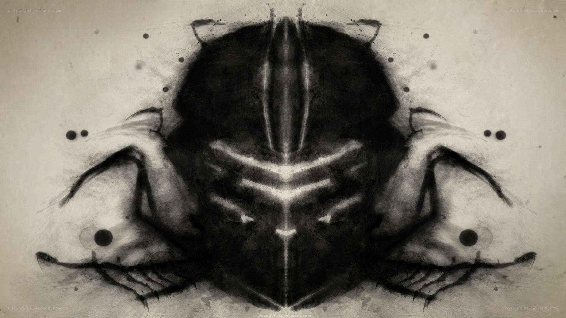 symmetrical inkblot creature