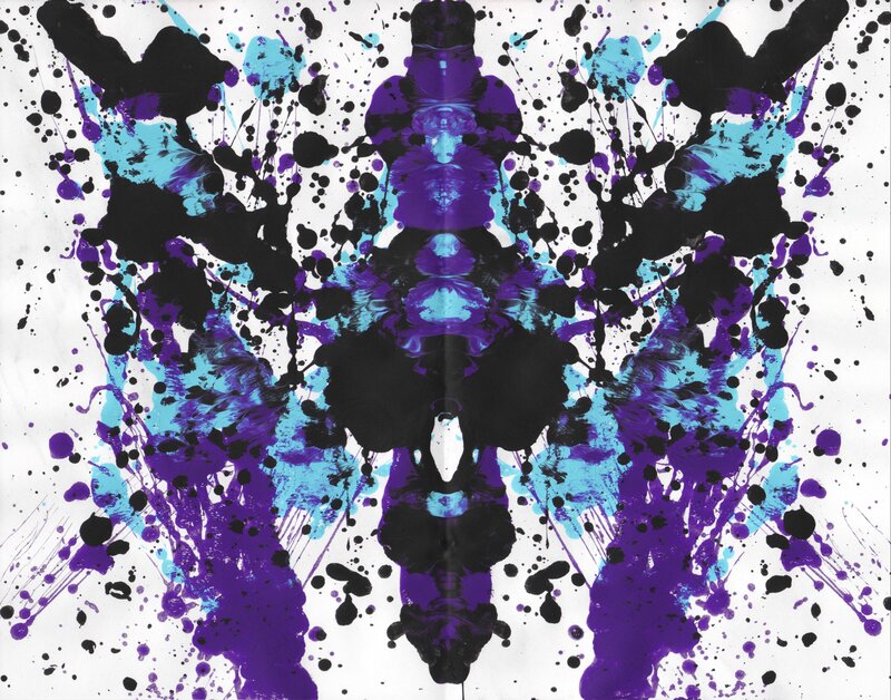 Symmetrical Inkblot Pattern — Black, Chaotic, Abstract, Ink Splatters, Black Paint