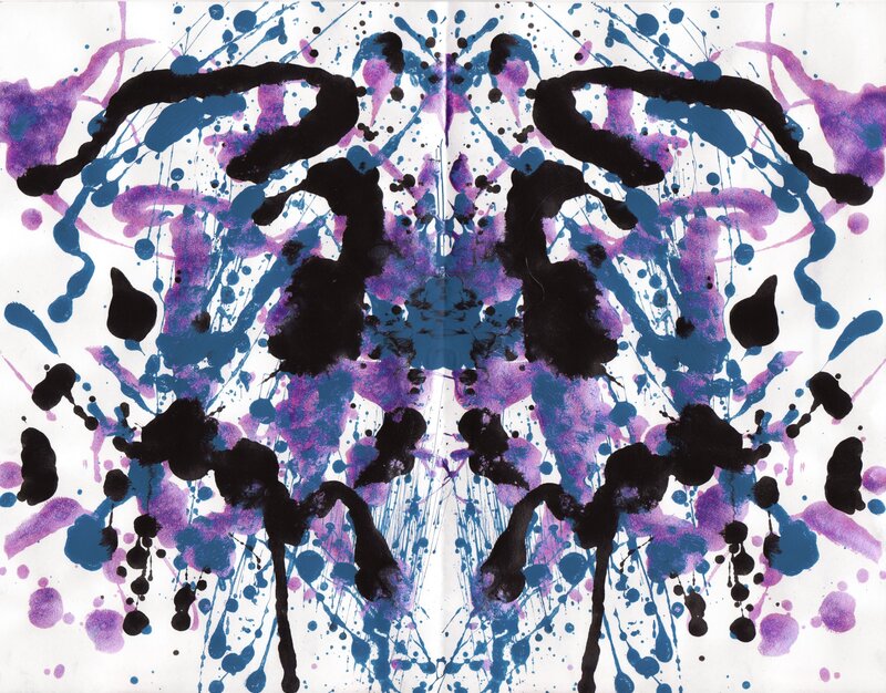 Symmetrical Inkblot Pattern — Black, Chaotic, Abstract