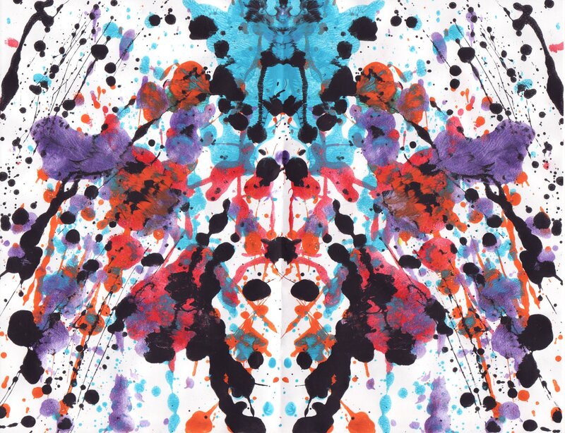Symmetrical Inkblot Pattern — Blue, Chaotic