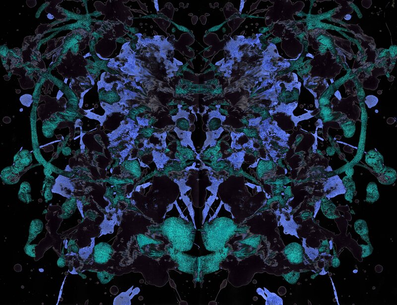 Symmetrical Inkblot Pattern — Blue, Mysterious