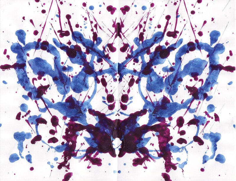 Symmetrical Inkblot Pattern — Blue